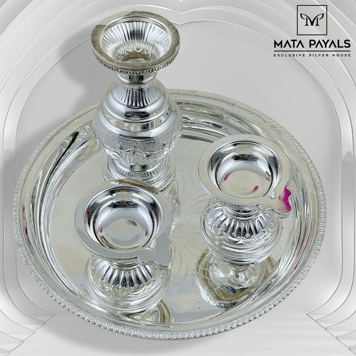 Attractive Silver Pooja Set