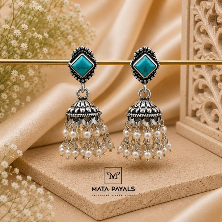 Turquoise Oxidised Jumka