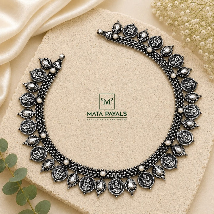Oxidised Lakshmi Necklace