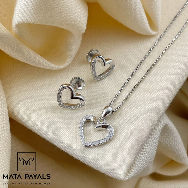 Zircon Heart Pendant Set