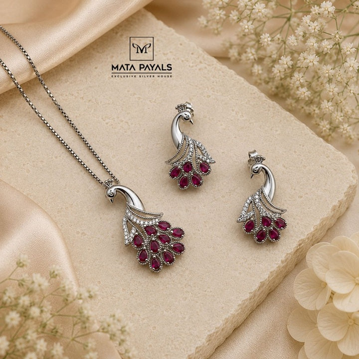Colorful Mayura Pendant Set