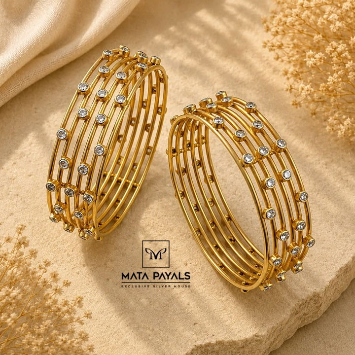 Gold Plated Cut Stone Bangle
