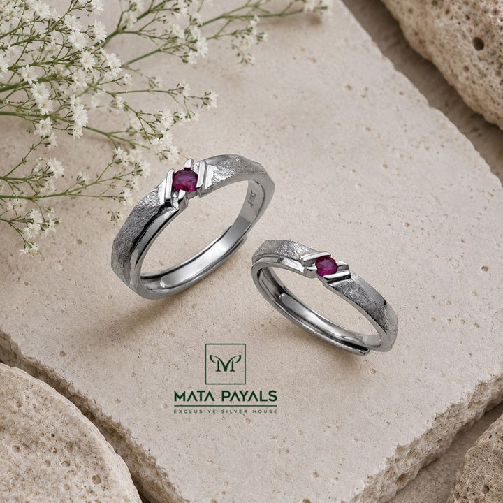 Pinkish Rhodium Couple Ring