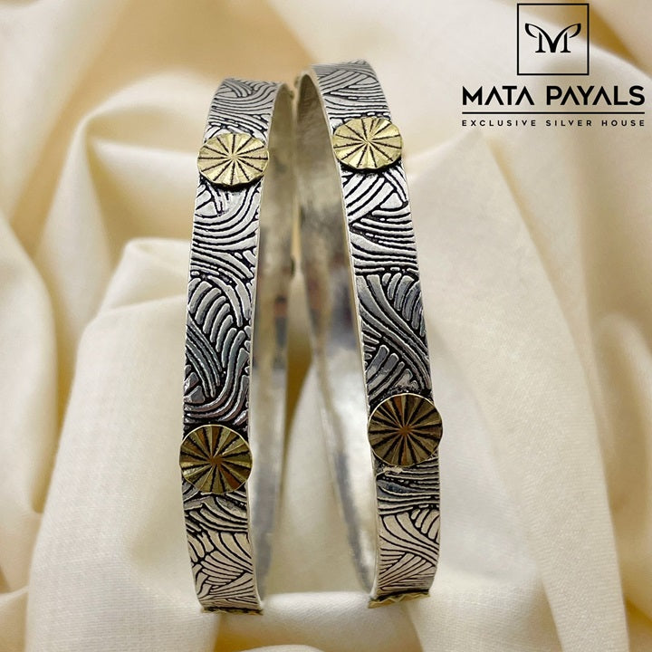 Dual Tone Silver Bangle