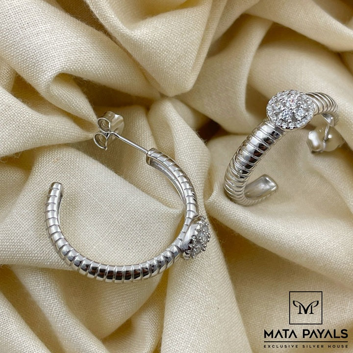 Zircon Silver Hoop