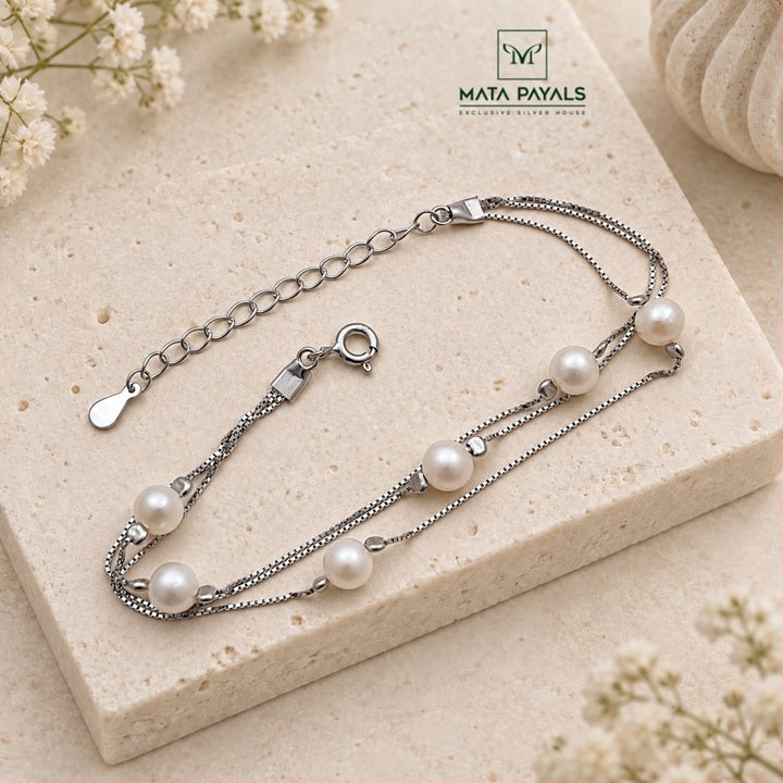 3 Layer Rhodium Bracelet