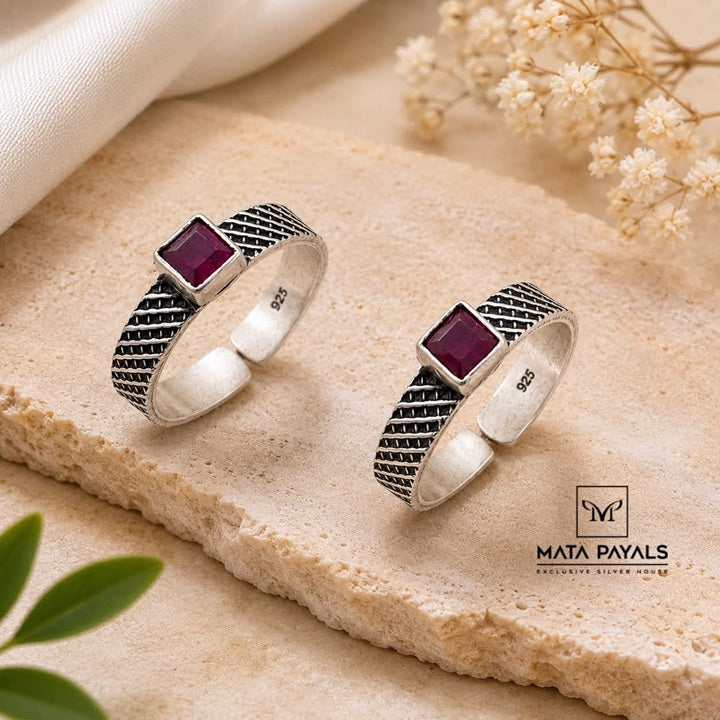 Oxidised Pink Toe Ring