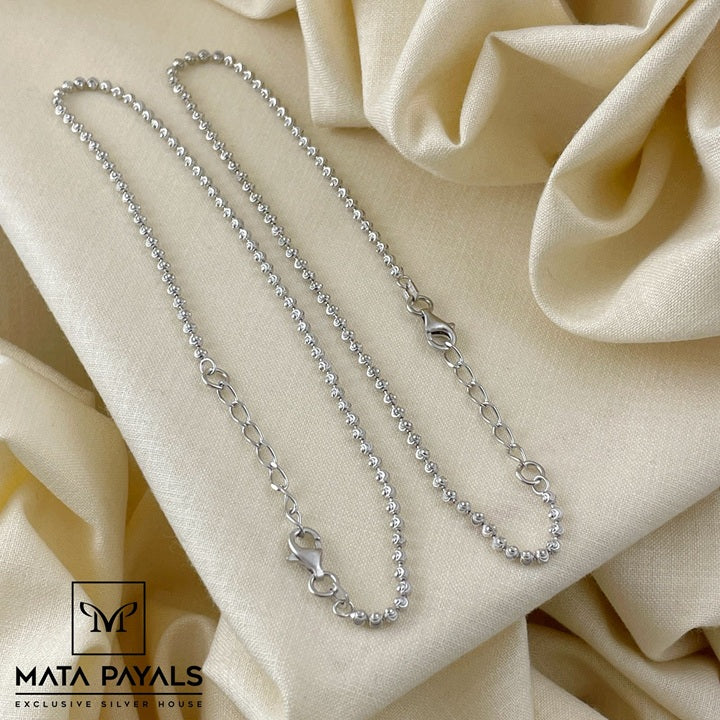 Rhodium Beaded Anklet