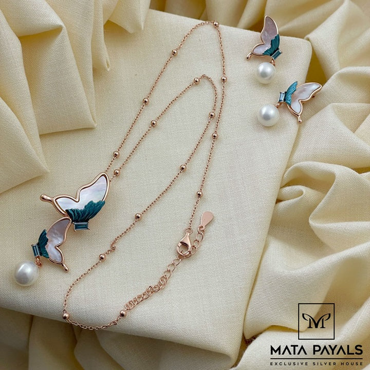 Butterfly Enamel Pendant Set