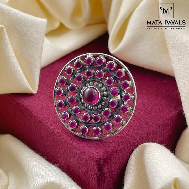 Chakra Oxidised Finger Ring
