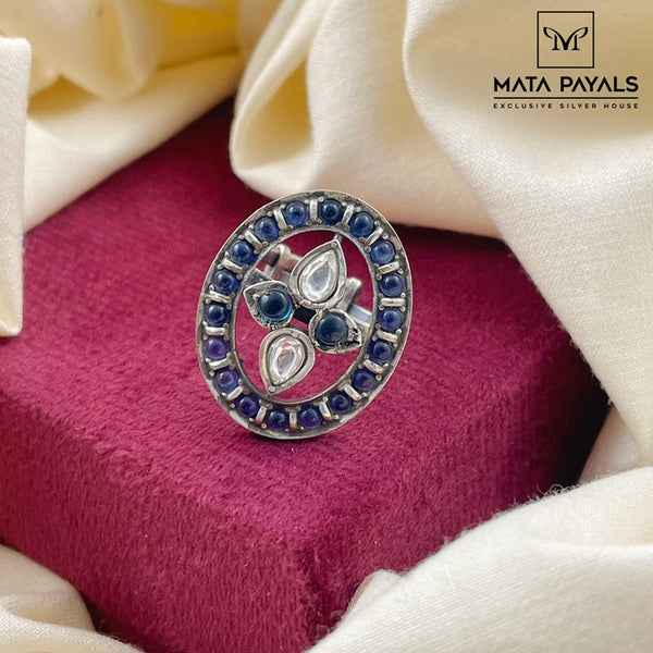 Elegant Blue Oxidised Ring