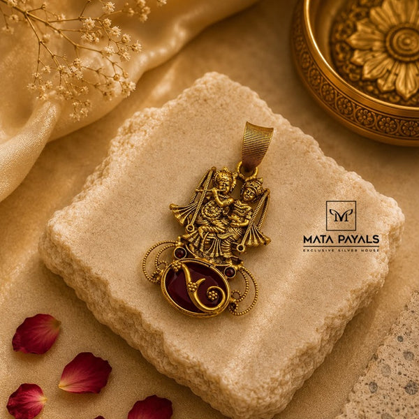 Gold Plated Radha Krishna Pendant