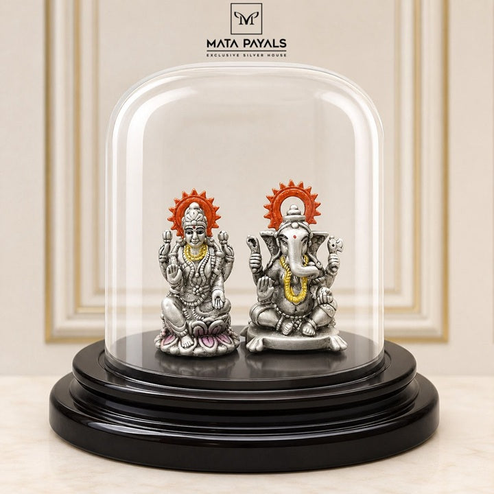 Oxidised Ganesha Lakshmi Idol