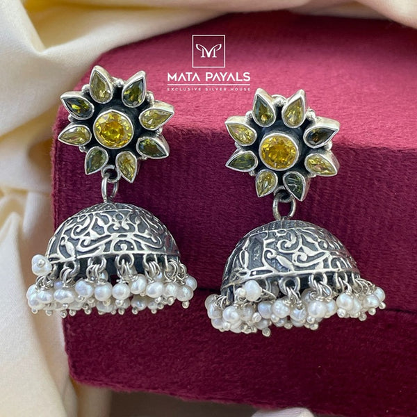 Floral Cut Stone Jumka