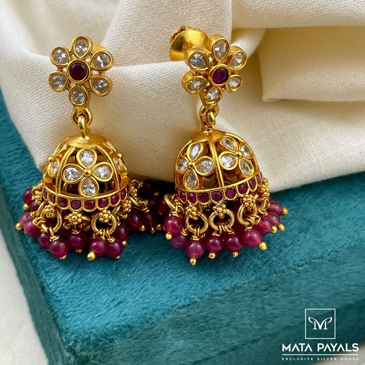 Floral Red Jumka