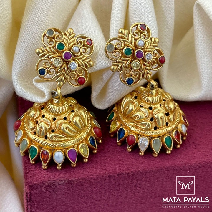 Gold Polish Navarathna Jumka