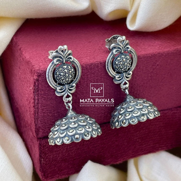 Oxidised Marcasite Earring