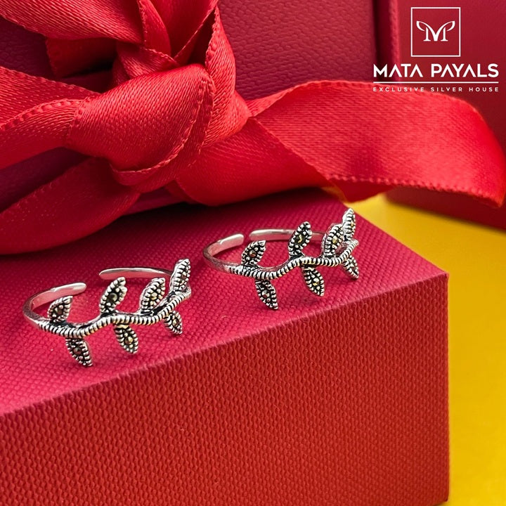 Marcasite Leaf Toe Ring