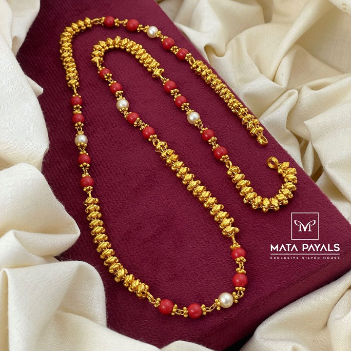 Gold Polish Coral Fancy Neckchain