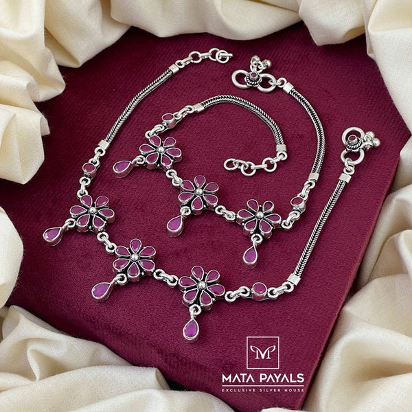 Dark Pink Oxidised Anklet