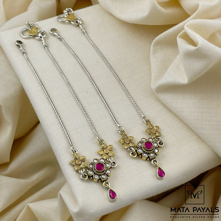 Dual Tone Floral Anklet