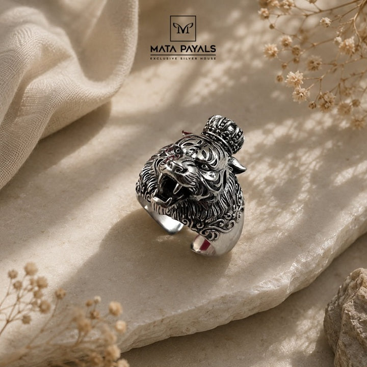 Oxidised King Tiger Finger Ring