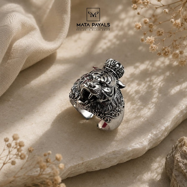 Oxidised King Tiger Finger Ring