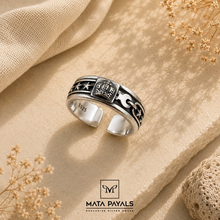 Star Oxidised Finger Ring