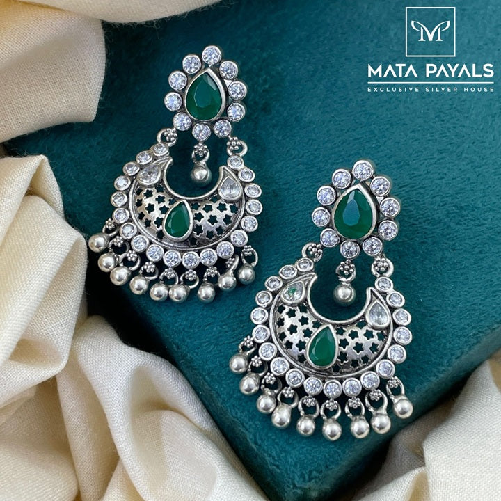 Green Cut Stone Earrings