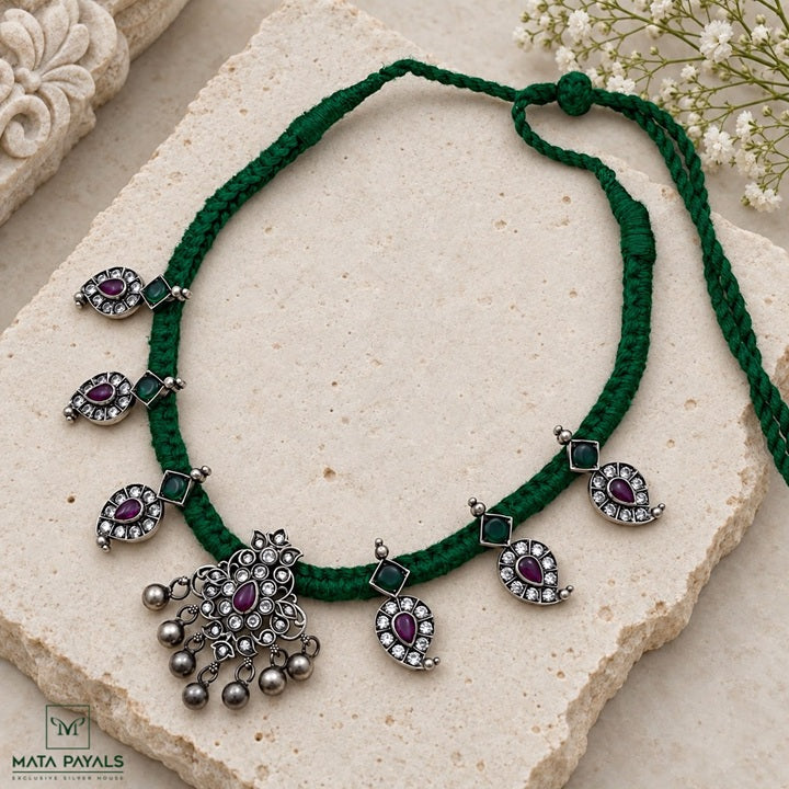 Elegance Mango Oxidised Thread Necklace
