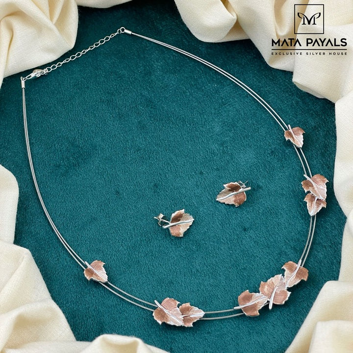 Leaf Design Enamel Necklace
