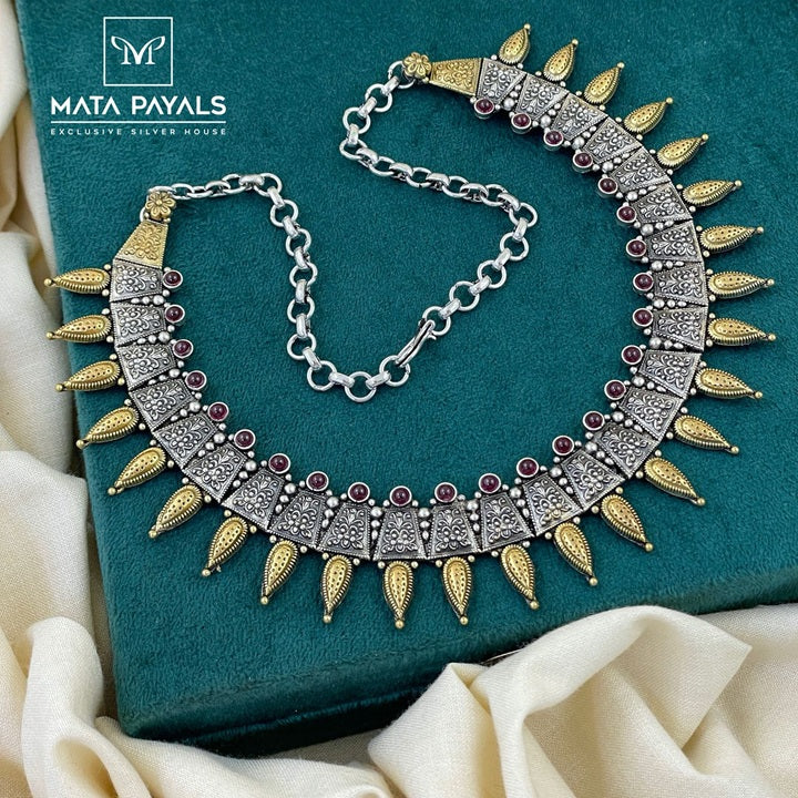 Dual Tone Temple Necklace