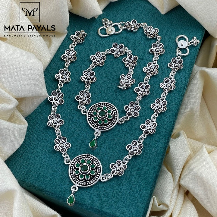 Green Cut Stone Anklet