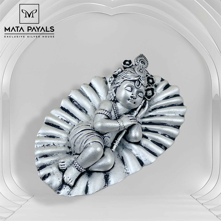 Oxidised Sleeping Krishna Idol