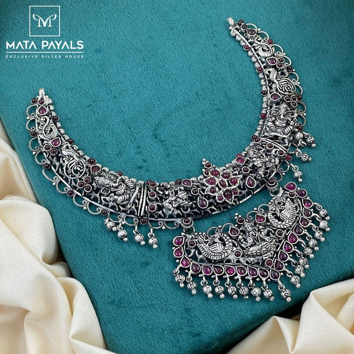 Mesmeric Devi Lakshmi Oxidised Necklace