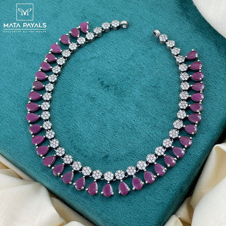 Mesmerizing Sequential Purple & White Oxidised Necklace