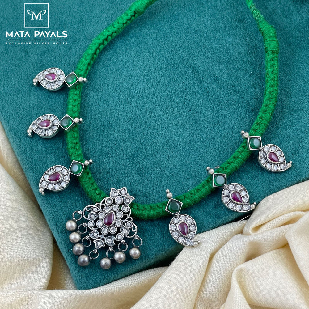 Elegance Mango Oxidised Thread Necklace