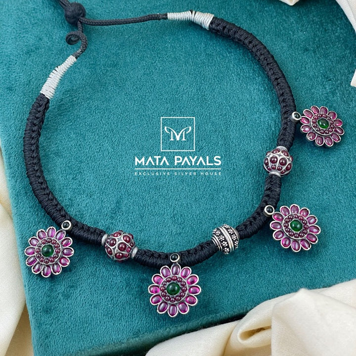 Mandala Beaded Oxidised Thread Necklace