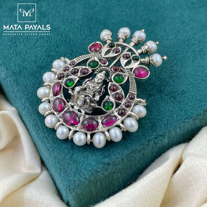 Devi Lakshmi Kemp Oxidised Pendant