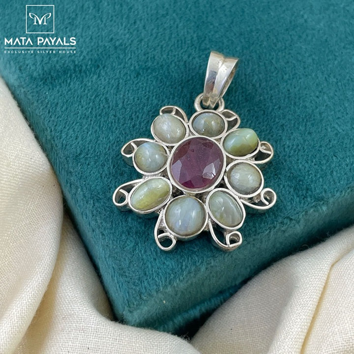 Blossomy Silver Oxidised Pendant