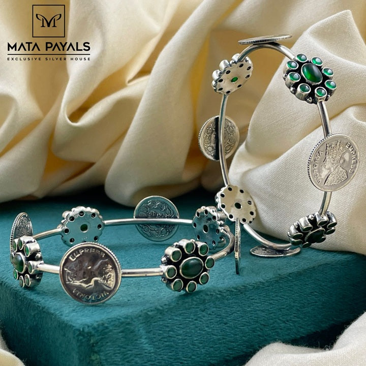 Victoria Coin Oxidised Bangle