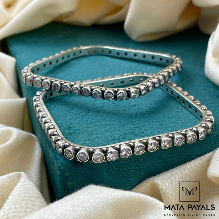 White Stone Square Bangle