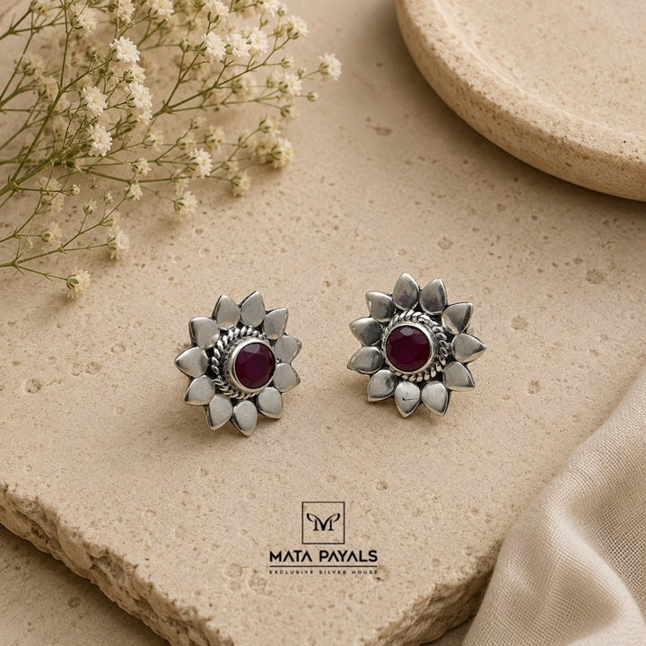 Shiny Pink Stone Stud