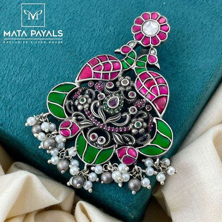 Oxidised Kundan Pendant