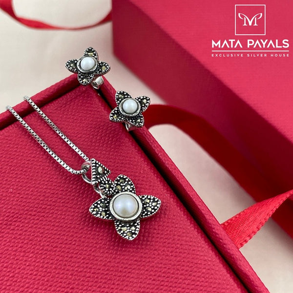 Cute Marcasite Pendant Set