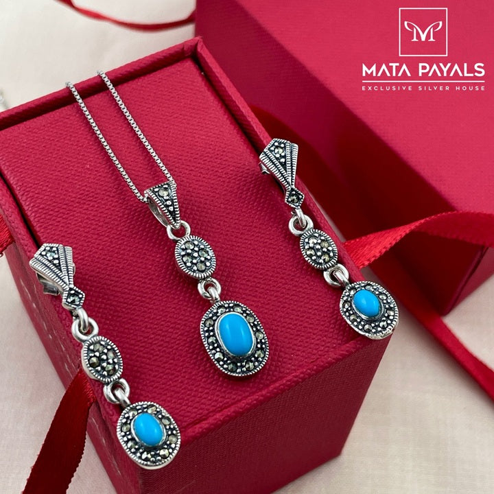 Statement Marcasite Pendant Set