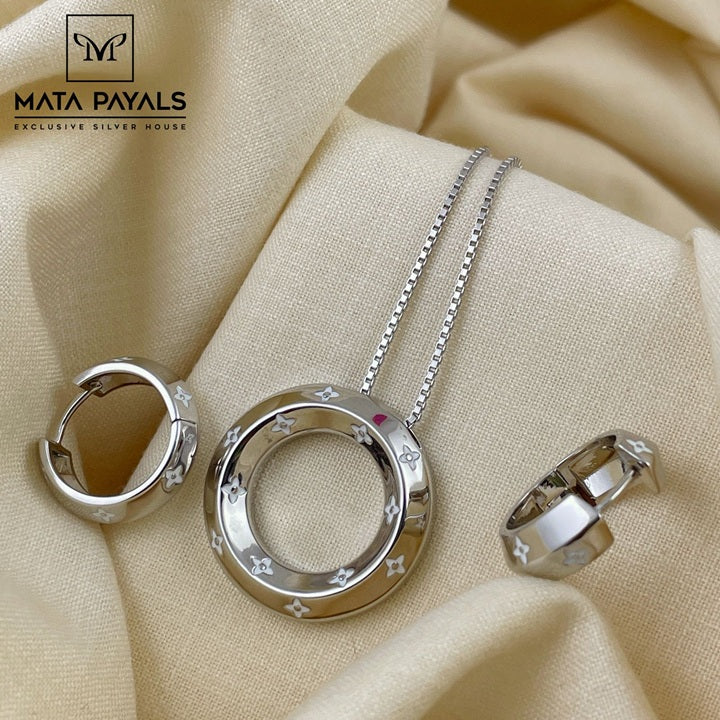 Dazzling Rhodium Pendant Set