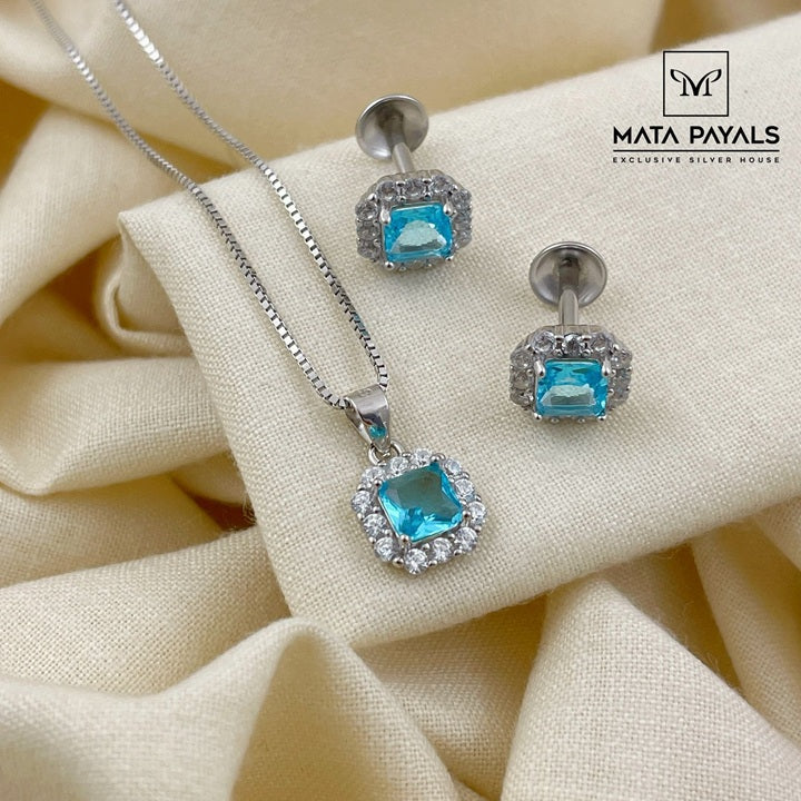 Light Blue Stone Pendant Set