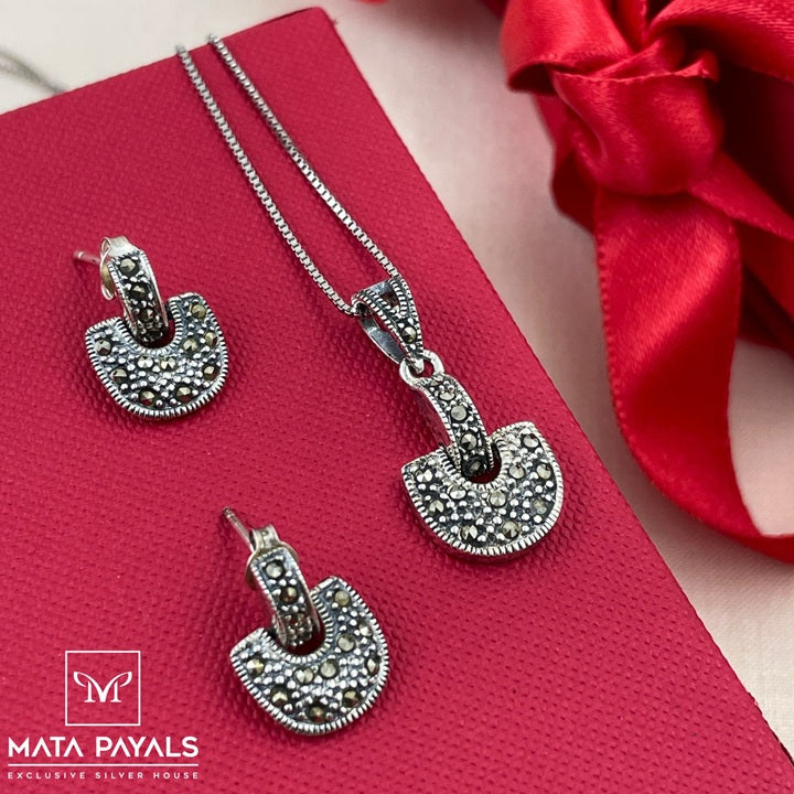 Regular Wear Marcasite Pendant Set