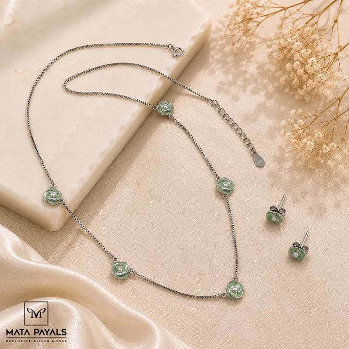 Classic Rhodium Pendant Set